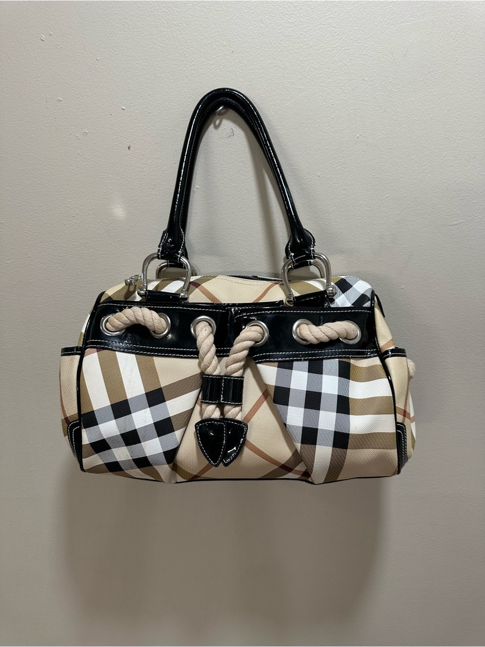 Vintage Burberry Nova Check Nautical Satchel